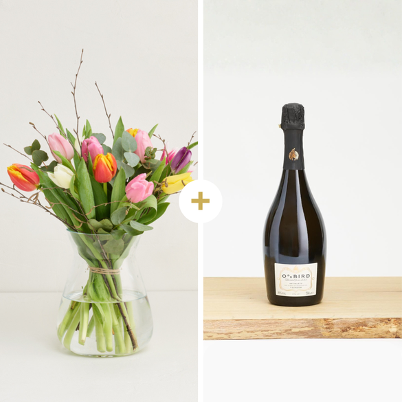 De farverige tulipaner med OddBird Spumante, alkoholfri